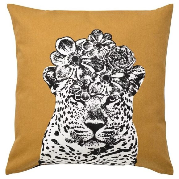 IKEA Other - New Ikea pillow Cushion cover 20x20 Leopard Gold Black NÄBBSPINNARE 100% Cotton